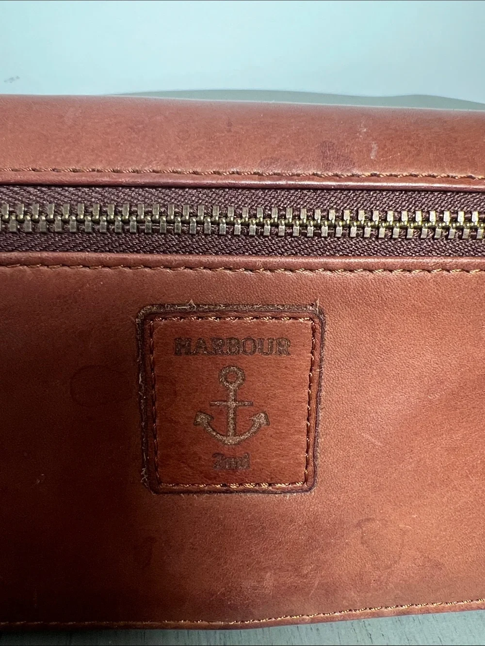 Brown Leather Wallet with Anchor Detail. 2 Zipped with lots of slots. Classic